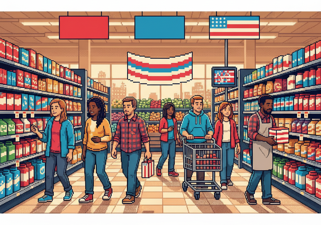 A collection of modern food packaging featuring stylized red, white, and blue designs and 250th-anniversary commemorative logos.
