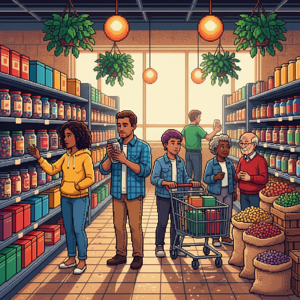 A group of diverse suburban foodies gathered around a rustic kitchen island, laughing while preparing a gourmet bean salad, holding glass jars of vibrant speckled beans, dressed in modern cotton shirts and denim.