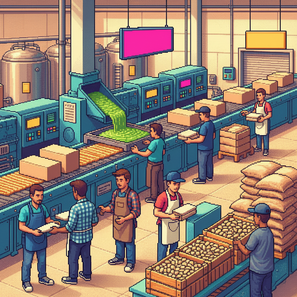 A diverse group of middle-aged and young adult professionals in a sunlit modern food hall, sharing large artisanal chocolate bars with vibrant green fillings and laughing while taking photos of the textured interior of the sweets.